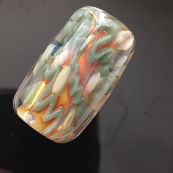 🧿✨ Hand Blown Glass DreadLock Focal Bead hippie deadhead OOAK inside out heavy - Picture 2 of 8